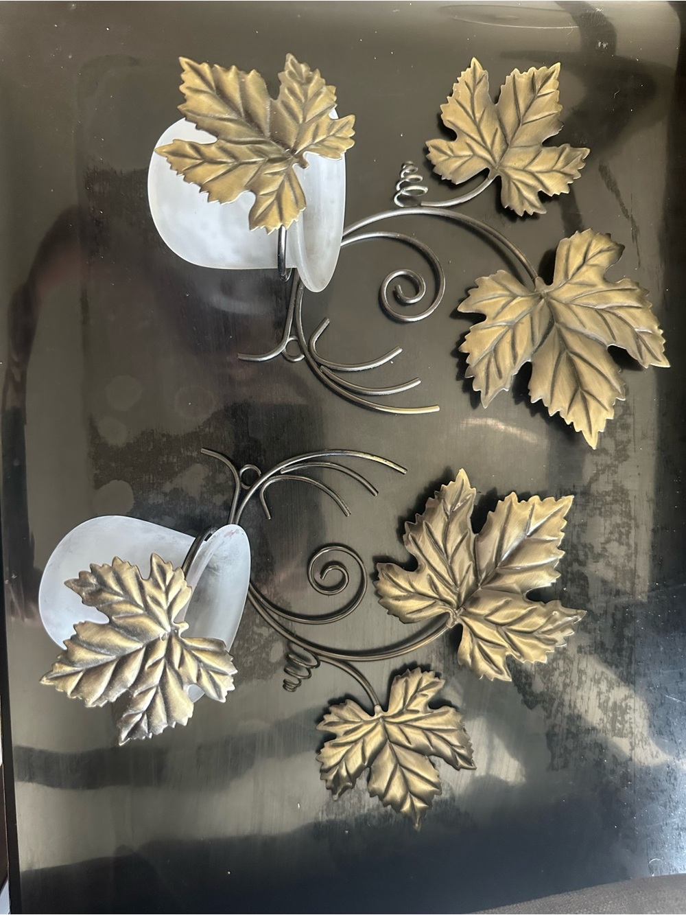 Vintage PartyLite Decorative Gold Leaf Metal Wall Art - Home Wall Decor